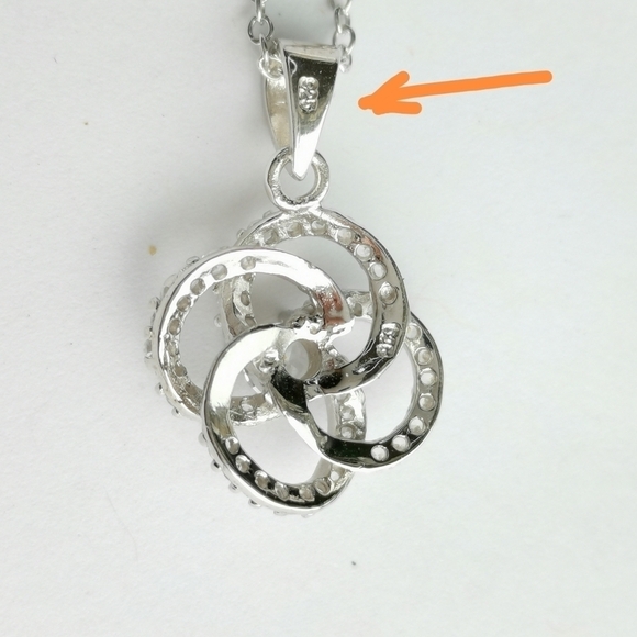 Sterling Silver CZ Clover Flower Pendant Necklace - Picture 3 of 6